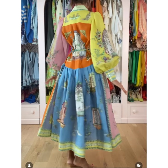 #wedding guest dress Color Block Maxi Shirt Dress - Picture 5 of 9